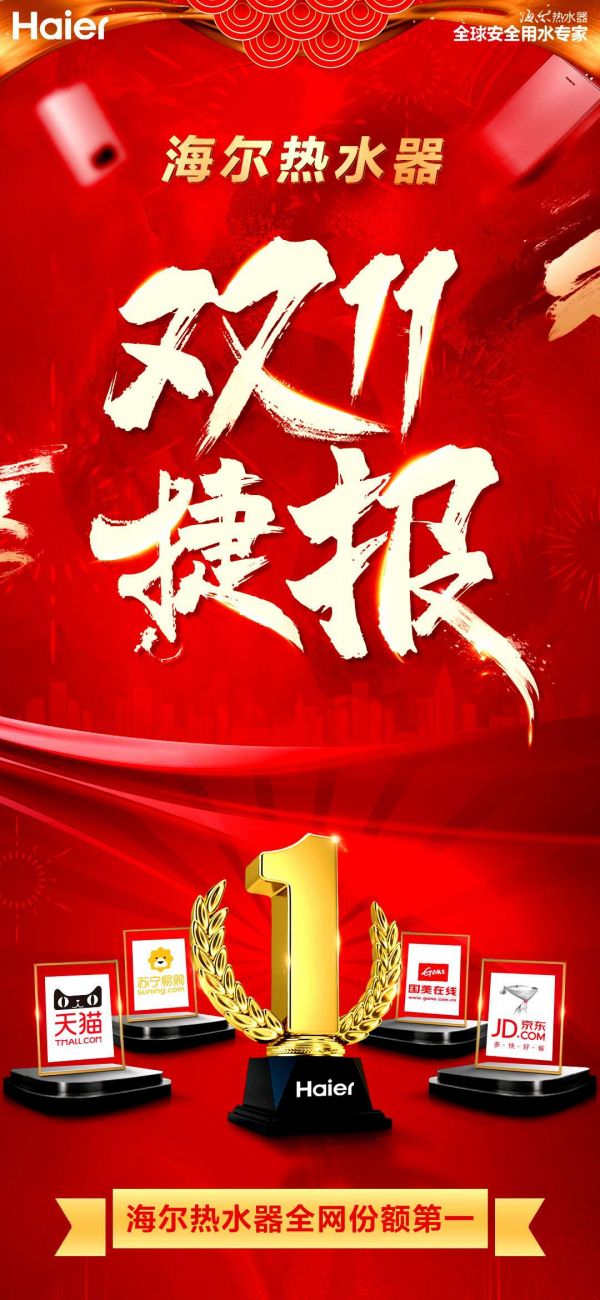 热水器双11:海尔系多品类第一