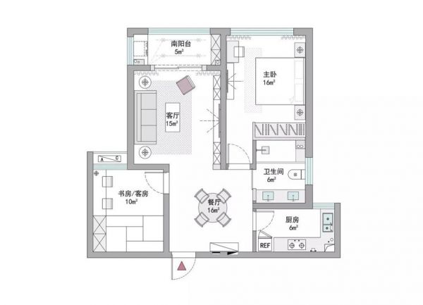 76平轻奢风两居室