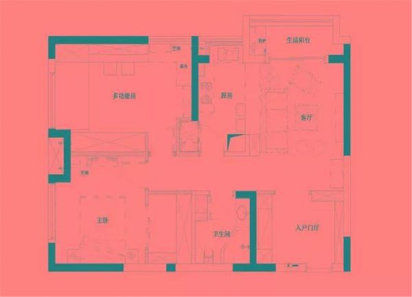 77㎡美式风小户型二居,小吧台作为餐桌更实用