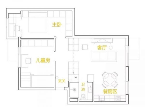 66㎡北欧风格两居室,趣味十足
