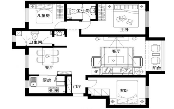 冷暖搭配,线条明快