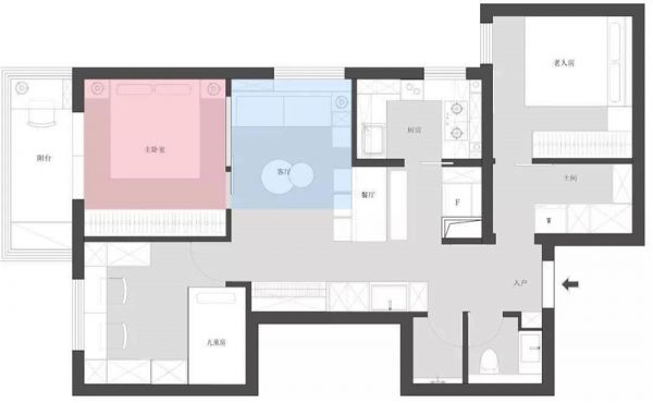 56㎡两居改三居，收纳、动线做得好，住下三代