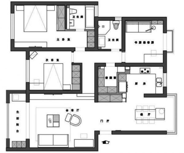 73㎡的loft复式,宽敞书房+二层卧