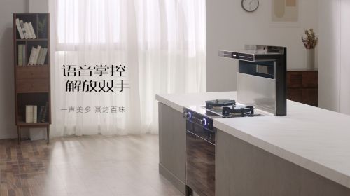 全新一代美多语音x6m左烤右蒸款集成灶,拥有17m06/min爆炒速吸,一级